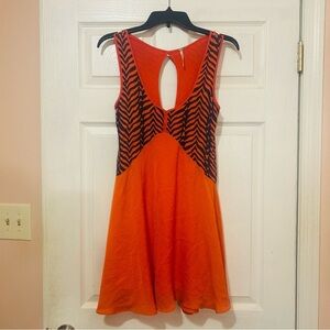 Free People Sleeveless Dress Red Orange With Pockets Woman’s Size XS